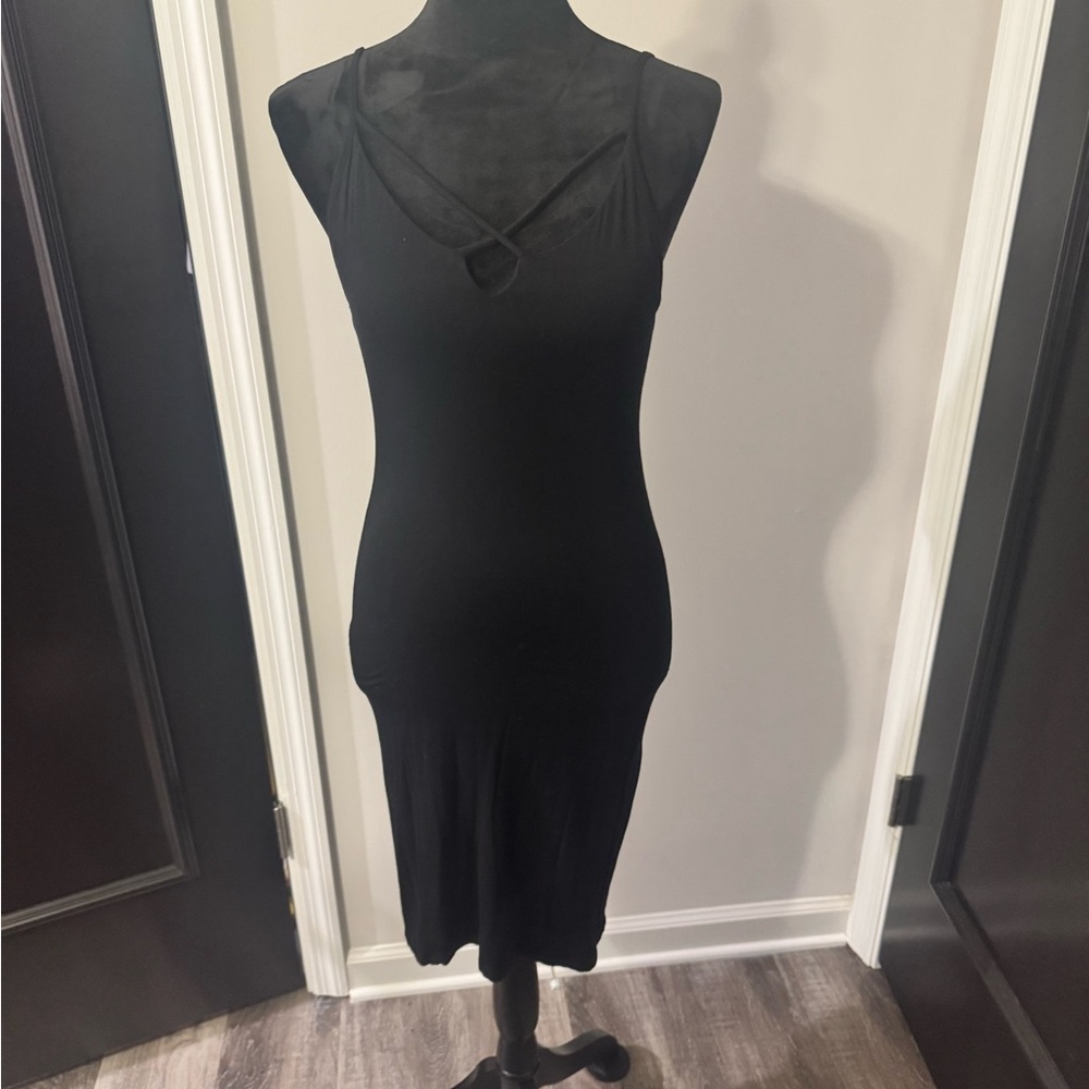 Popular Basics Black Bodycon Midi Dress Size L